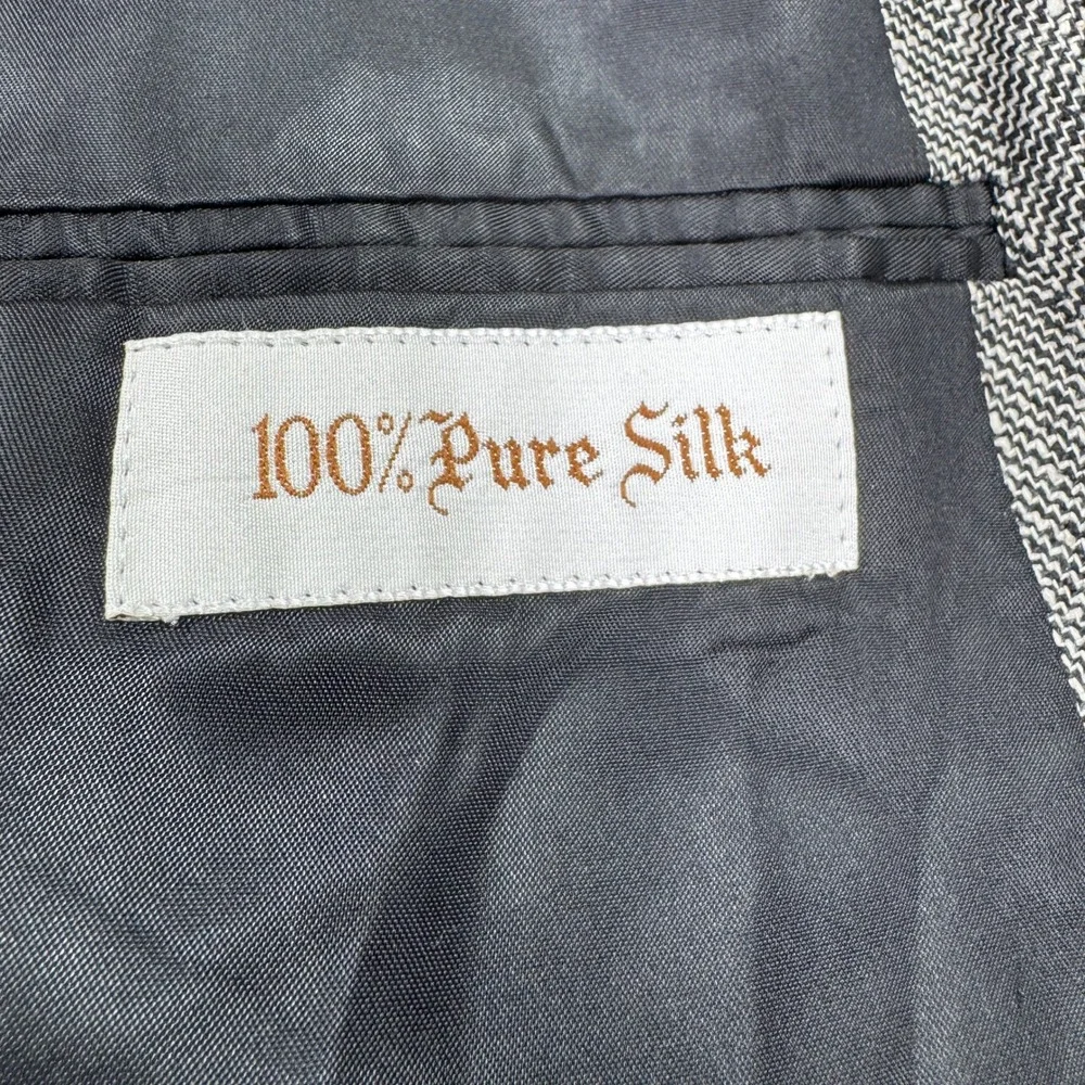 Strathmore Anderson Little Mens Blazer 44 Short Silk Double Breasted Herringbone